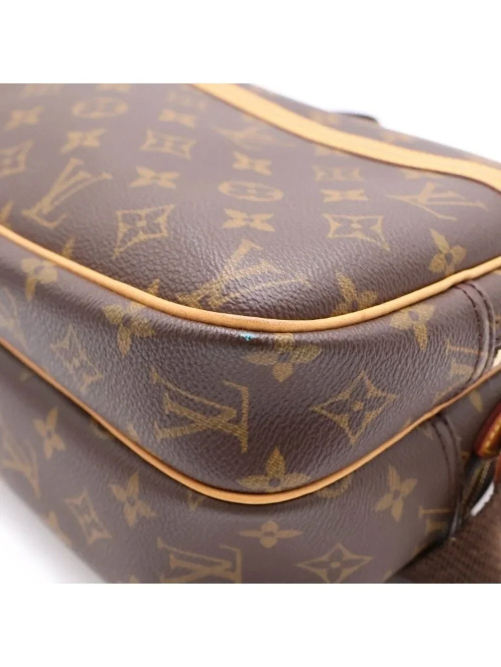 Louis Vuitton Monogram Reporter PM Shoulder Bag Brown Leather Gold